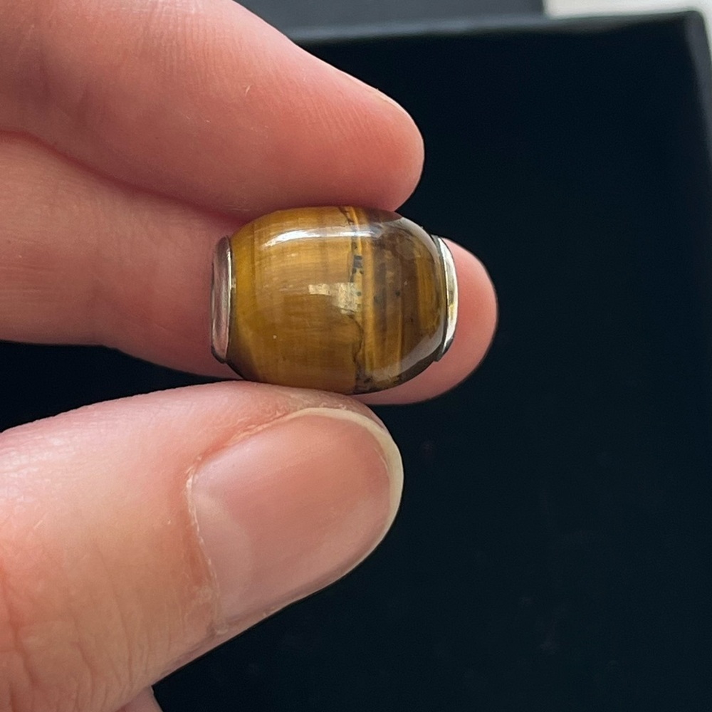Sterling silver brown bead. Stamped 925